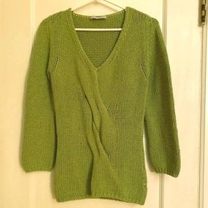 Green Rene Lezard cotton cable knit sweater